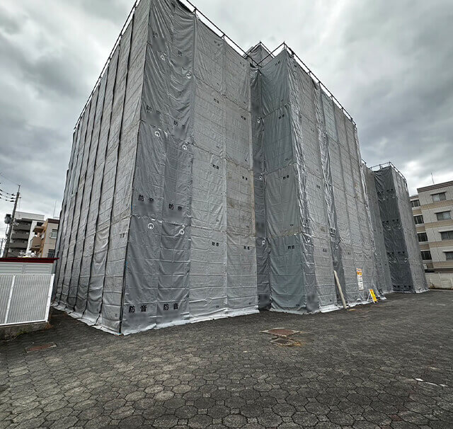広島市某ビルアスベストLV3外壁共用部1500㎡除去工事