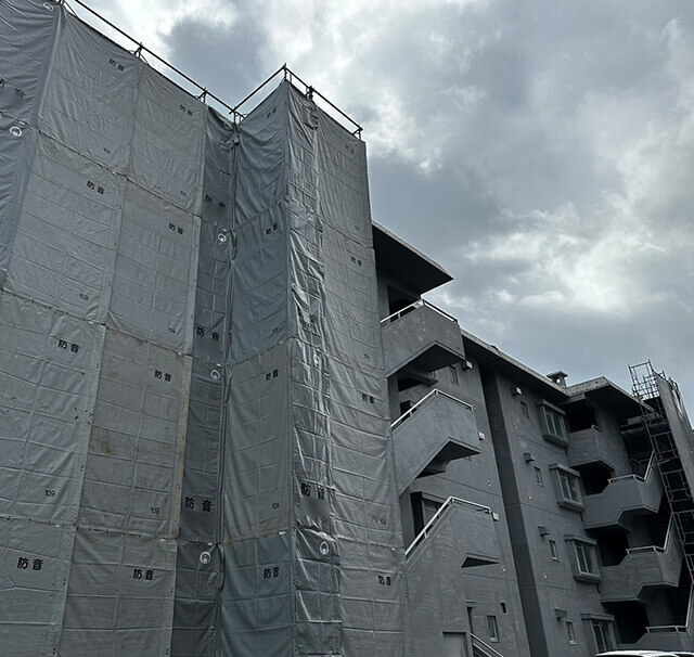 広島市某ビルアスベストLV3外壁共用部1500㎡除去工事